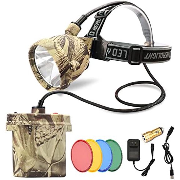 DUMPMAN Camo Coon Hunting Lights Headlamp for Coyotes Hog Predators, Rechargeable & Waterproof, 6 Lighting Modes, 4 Powerful LEDs (White Red Green Amber) Night Working$$Sport & Recreation Other