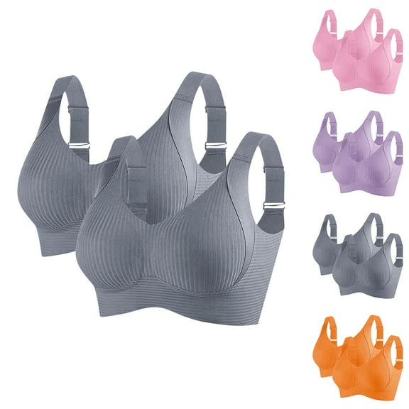 DUMUIELD 2pc Women Bras Push Up No Underwire Comfortable Soft Tshirt Bra Seamless Full Coverage Convertible Everyday Bra Purple,L