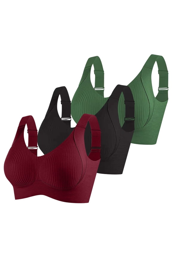 3pcs Comfortable Seamless Full Coverage Bra for Women Large Bust Wireless Bras with Soft Support Regular and Plus Size Black,M