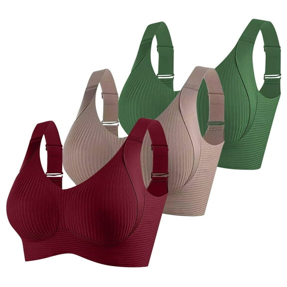DUMUIELD 3pcs Womens Wireless Bras for Large/Heavy Breast Push Up Support Full Coverage Bralettes No Underwire Bra Comfortable Everyday Seamless Tshirt Bras Coffee,XXL
