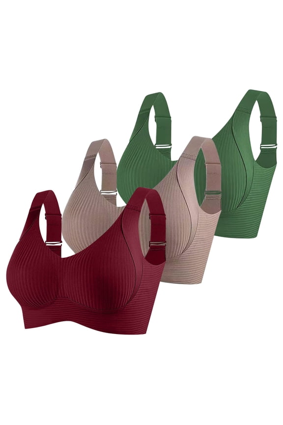 3pcs Womens Wireless Bras for Large/Heavy Breast Push Up Support Full Coverage Bralettes No Underwire Bra Comfortable Everyday Seamless Tshirt Bras Coffee,XXL