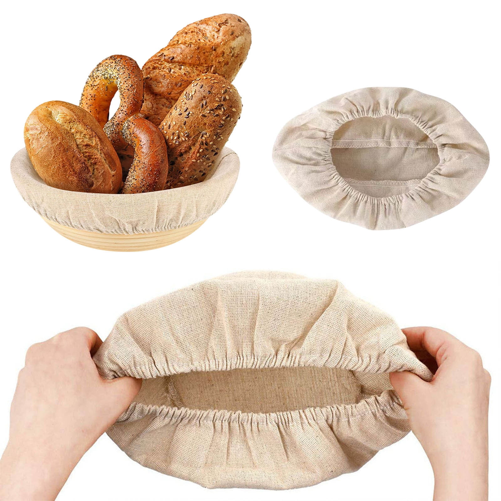 DUMUIELD Bread Proofing Basket Liner Cloth, Bread Basket Liner Cloth, Round Bread Proofing