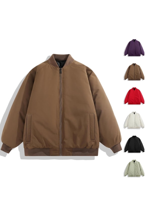 Men's Bomber Jackets Big and Tall Full Zip Work Outdoor Hiking Puffer Jacket Warm Winter Coats with Pockets Red,XXXXXL