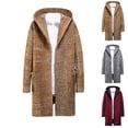 thumbnail image 1 of DUMUIELD Men's Long Cardigan Sweater with Hood Open Front Casual Knitted Sweaters Fall Winter Thermal Cardigans with Pockets Wine,L, 1 of 6