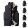 thumbnail image 1 of DUMUIELD Men's Puffer Vest Outerwear Sherpa Fleece Lined Coat Casual Sleeveless Jacket Outdoor Winter Warm Waistcoat Navy,M, 1 of 6