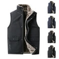 thumbnail image 1 of DUMUIELD Men's Puffer Vest Outerwear Sherpa Fleece Lined Coat Casual Sleeveless Jacket Outdoor Winter Warm Waistcoat Navy,XXL, 1 of 6