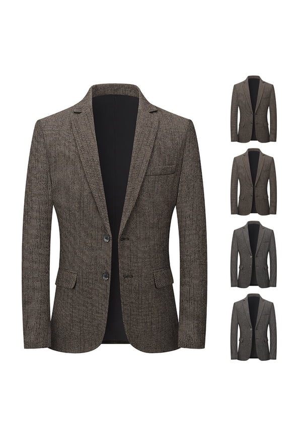 Men's Two Button Suit Jacket Elegant Business Casual Travel Blazers Slim Fit Lightweight Sport Coat with Pockets Brown,XL