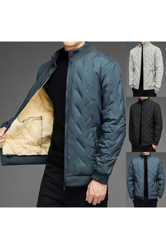 Men's Winter Jacket Fleece Sherpa Lined Coat Full Zip Up Warm Coats Thicken Insulated Work Jackets for Men Navy,XL