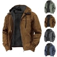 thumbnail image 1 of DUMUIELD Men's Zip Up Sherpa Lined Hoodies Thermal Warm Winter Fleece Jacket Windproof Trucker Jackets Work Cargo Coats Navy,M, 1 of 6