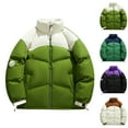 thumbnail image 1 of DUMUIELD Mens Down Jackets Fashion Color Block Ski Coat Winter Warm Jacket Thicken Waterproof Stand Collar Puffy Coat Army Green,XXXXL, 1 of 7
