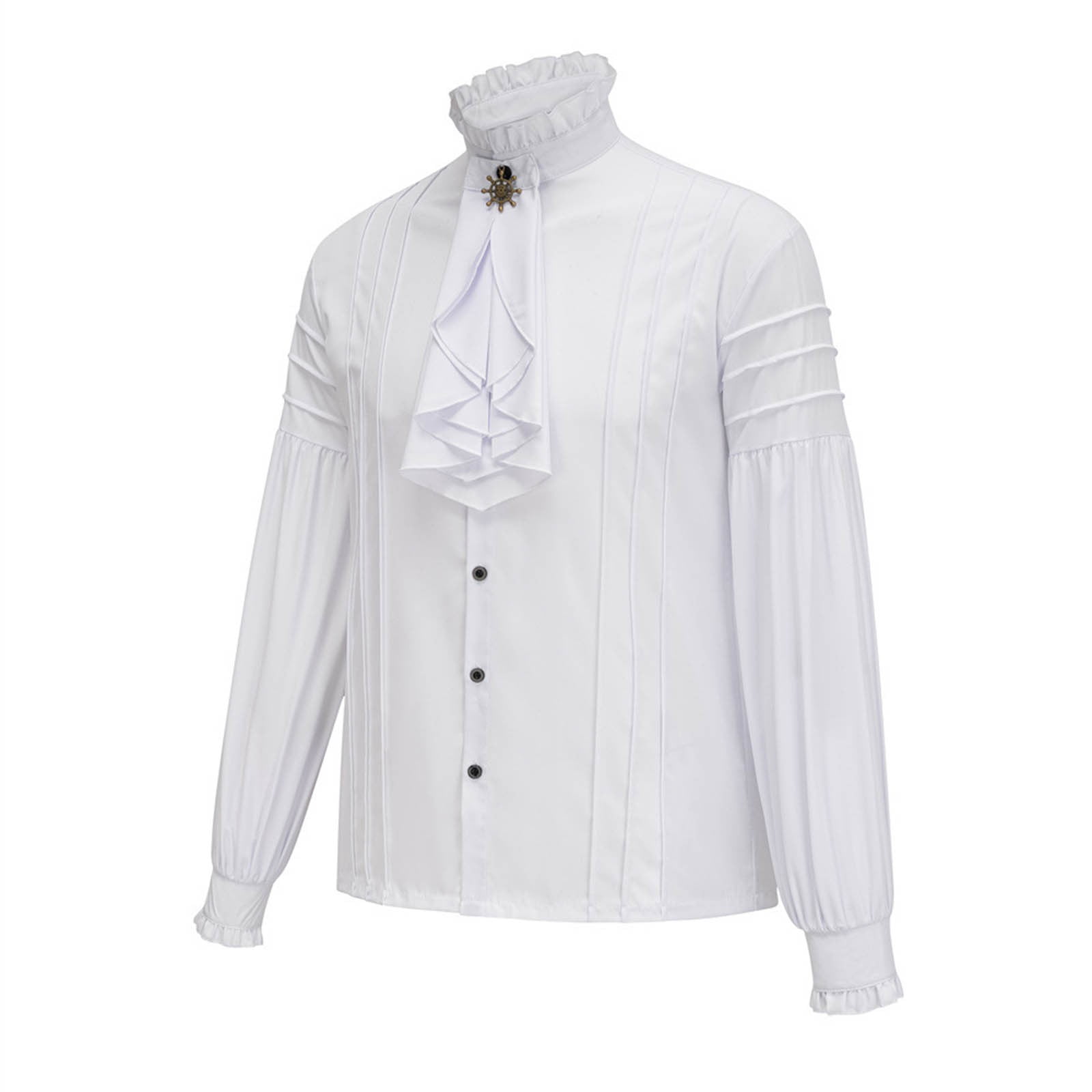 DUMUIELD Mens Medieval Pirate Shirt Ruffled Long Sleeve Victorian ...