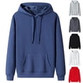 thumbnail image 1 of DUMUIELD Mens Oversized Hoodie Big and Tall Hoodies Pullover Long Sleeve Casual Fleece Sweatshirts Solid Color Hooded Tops with Kangaroo Pocket Navy,XXXXXL, 1 of 7