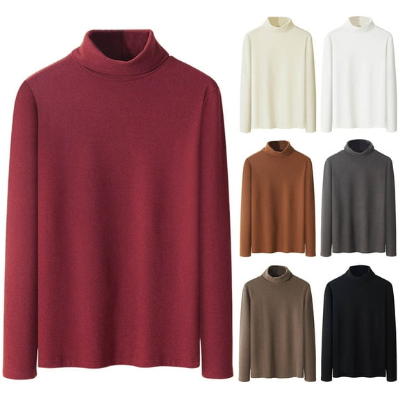 DUMUIELD Mens Thermal Fleece Shirt Turtleneck Long Sleeve Shirts Fall Winter Base Layer Athletic Warm Undershirt Workout Running Tops Brown,XXXXXL