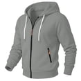 thumbnail image 1 of DUMUIELD Mens Zip Up Hoodie Full Zip Long Sleeve Fleece Sweatshirt Lightweight Casual Loose Fit Hooded Jackets with Pockets Gray,L, 1 of 4