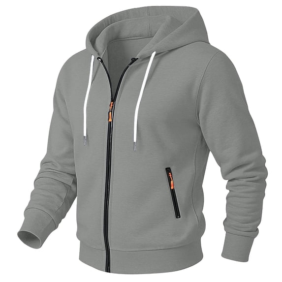 DUMUIELD Mens Zip Up Hoodie Full Zip Long Sleeve Fleece Sweatshirt Lightweight Casual Loose Fit Hooded Jackets with Pockets Gray,M