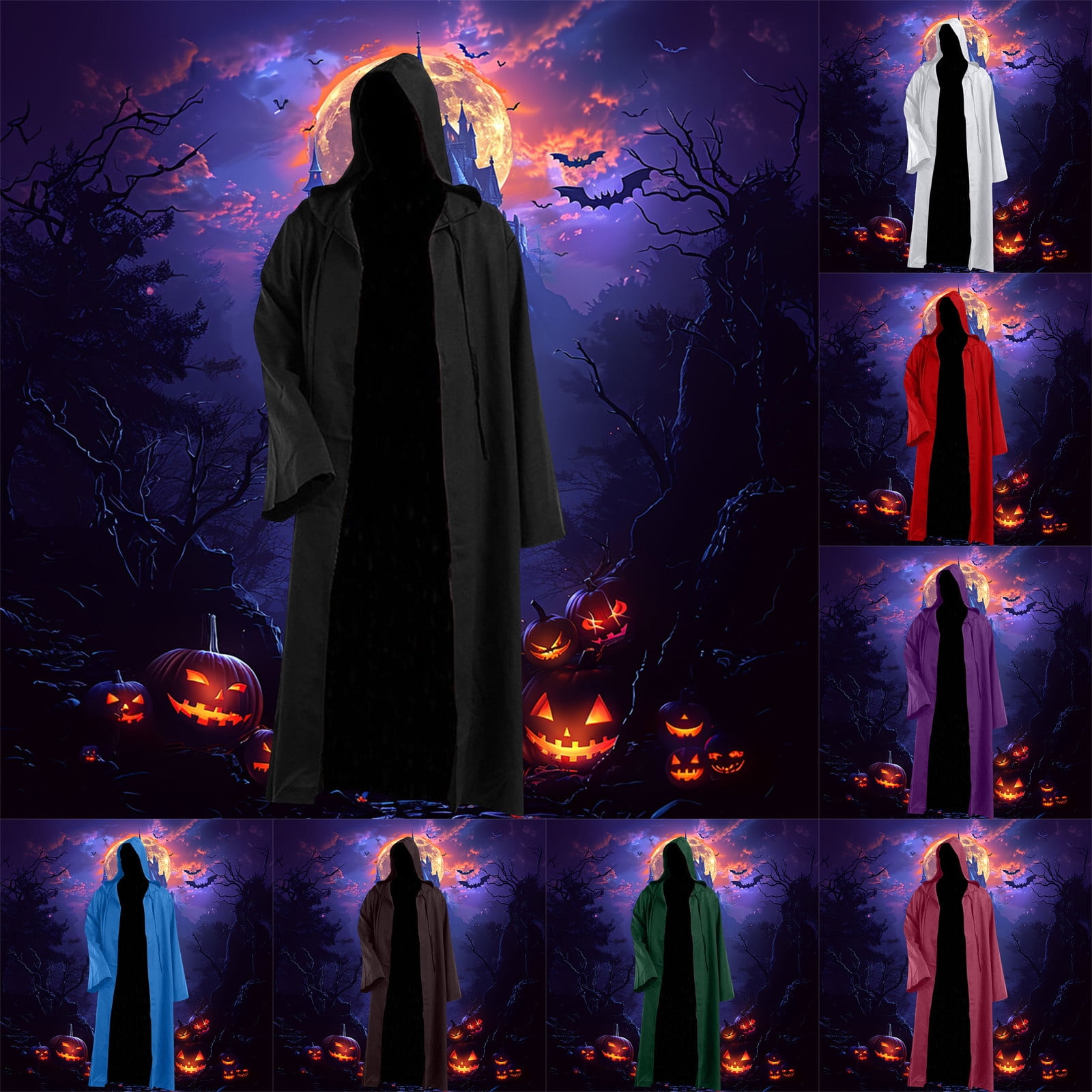 DUMUIELD Renaissance Hooded Medieval Cloak Victorian Wizard Witch ...