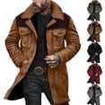 thumbnail image 1 of DUMUIELD Western Jackets for Men Vintage Cowboy Suede Jacket Plush Collar Trench Coats Faux Leather Zip Up Casual Winter Tops Gray,M, 1 of 7