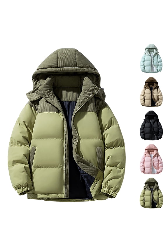 Winter Coats for Men Heavyweight Water Resistant Warm Thicken Puffy Hooded Jacket Quilted Insulated Parka Outerwear Pink,XXL