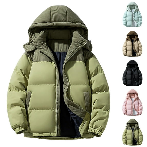 DUMUIELD Winter Coats for Men Heavyweight Water Resistant Warm Thicken Puffy Hooded Jacket Quilted Insulated Parka Outerwear Pink,XXL