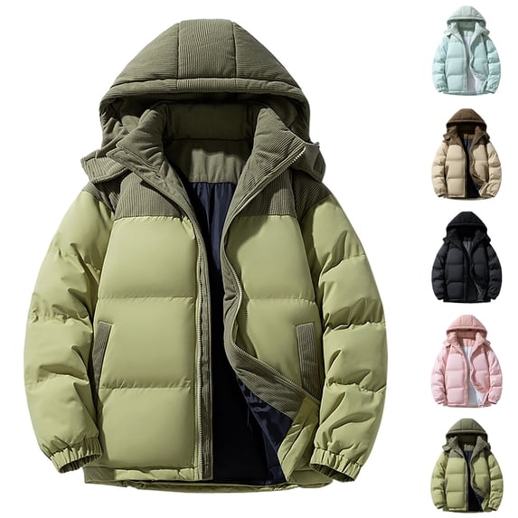 DUMUIELD Winter Coats for Men Heavyweight Water Resistant Warm Thicken Puffy Hooded Jacket Quilted Insulated Parka Outerwear Pink,XXXL