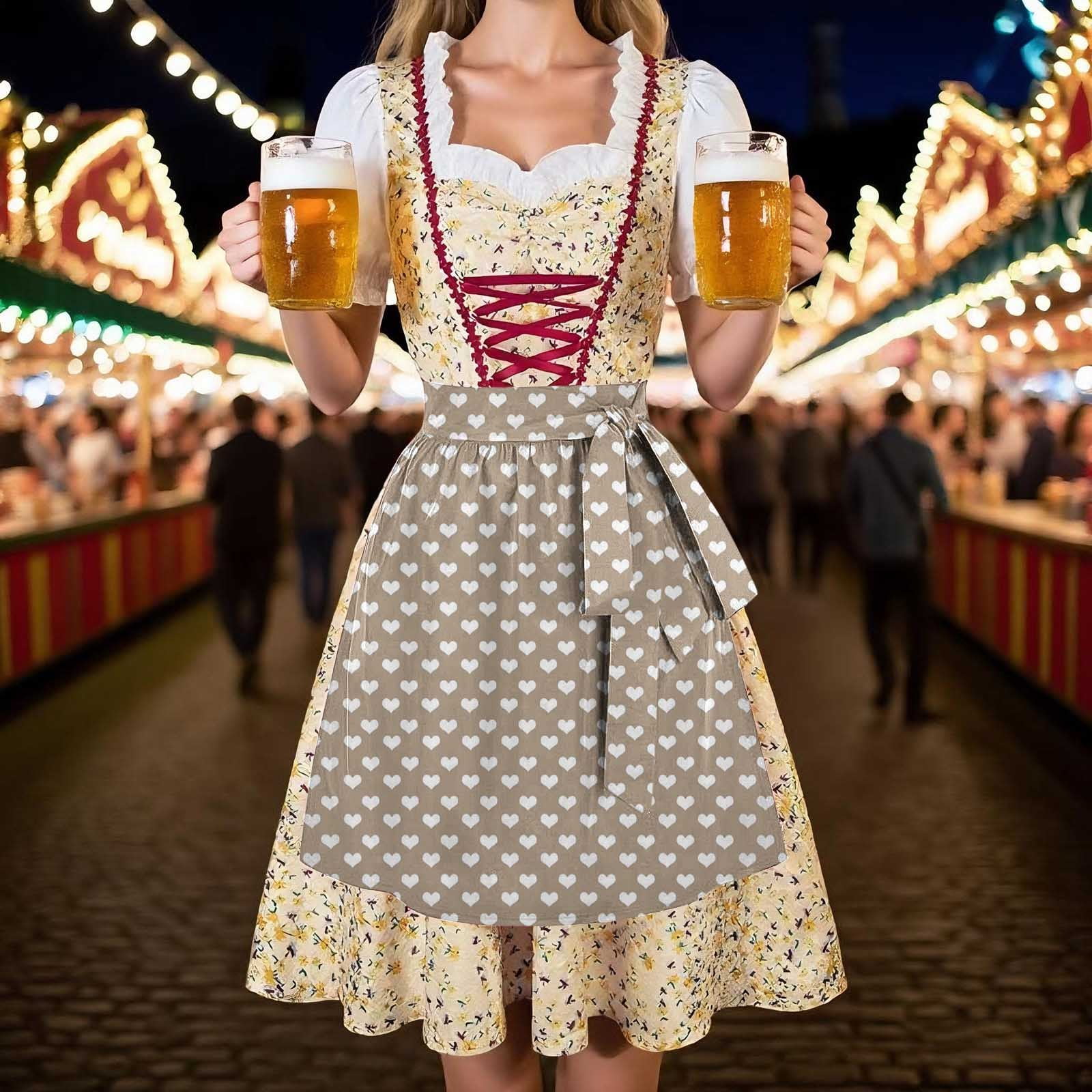 Lifos 0300 Germandress Dirndl 2 Pièces Oktoberfest Taille 34 à 52, 0600 Bleue, 38