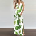 thumbnail image 1 of DUMUIELD Women Summer Dressy Jumpsuits One Piece Sleeveless Casual Wide Leg Pants Romper Jumper Boho Printed Side Split Outfits White,L, 1 of 6