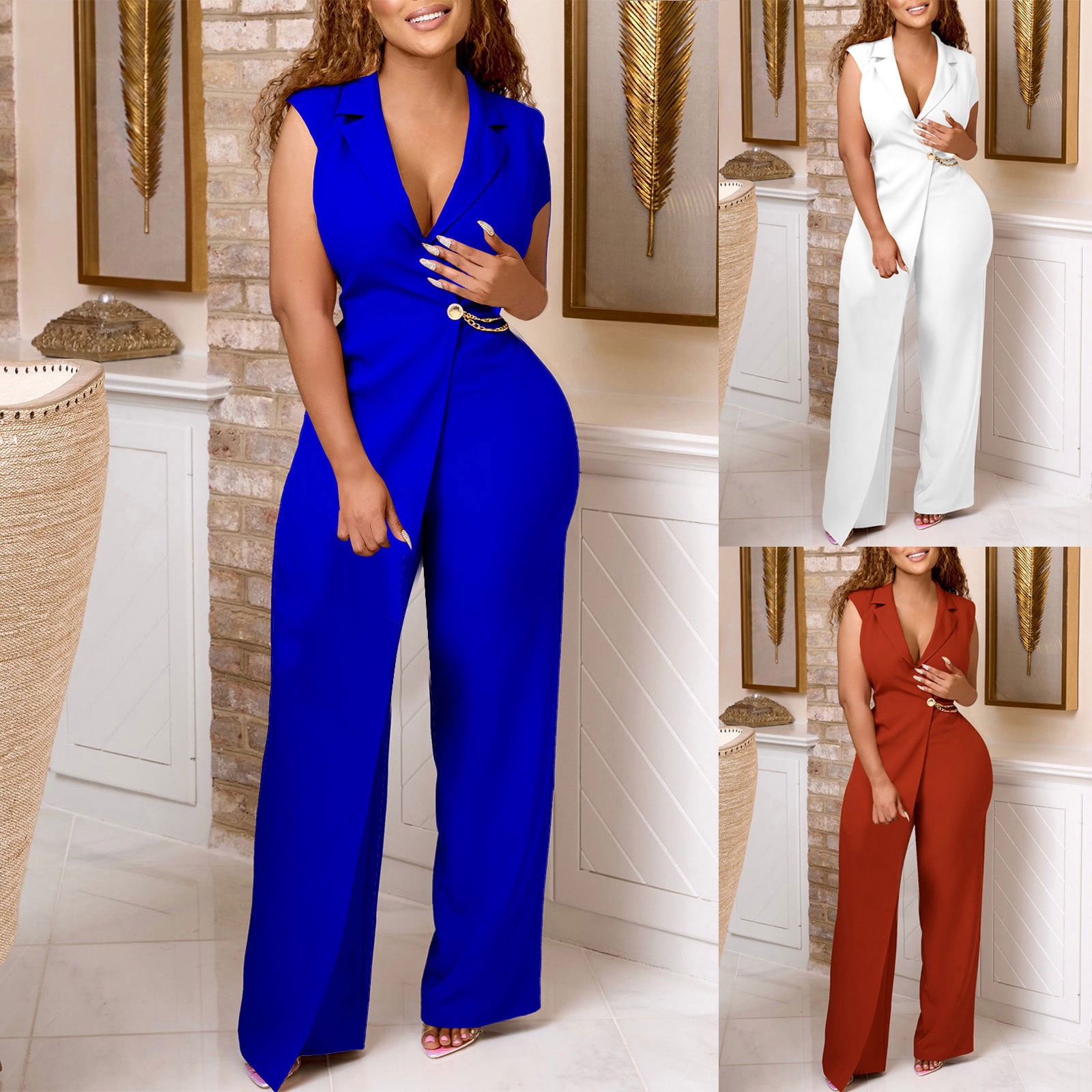 Women’s Wide Leg Jumpsuit with Defined Waist – One-Piece Outfit