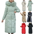 thumbnail image 1 of DUMUIELD Women's Long Puffer Jacket Maxi Length Padded Coat Full Zip Up Baggy Down Jackets Winter Coats Outwear with Pockets Khaki,L, 1 of 4
