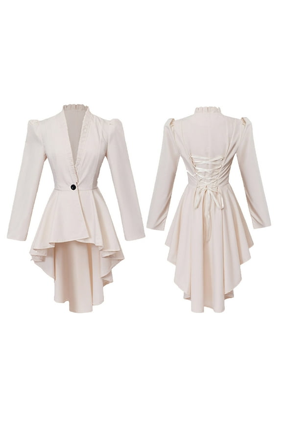 Women's Vintage Tailcoat Jacket Long Sleeve Pirate Coat High Low Hem Formal Evening Party Tuxedo Shirt