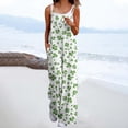 thumbnail image 1 of DUMUIELD Womens Jumpsuit St Patricks Day Clover Print Sleeveless Wide Leg Overalls Summer Baggy Rompers with Pockets, 1 of 6