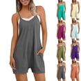 thumbnail image 1 of DUMUIELD Womens Rompers Summer Casual Loose Sleeveless Overalls Spaghetti Strap Shorts Jumpsuit 2025 Beach Vacation Jumpers Dark Gray,XL, 1 of 7