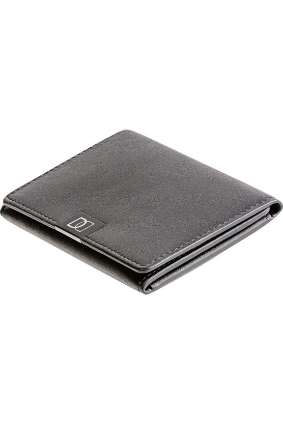 Slim Minimalist Trifold Wallet, RFID Blocking, Luxury Genuine Leather, Contactless, Cash Strap, Handmade in Europe - Black Y101