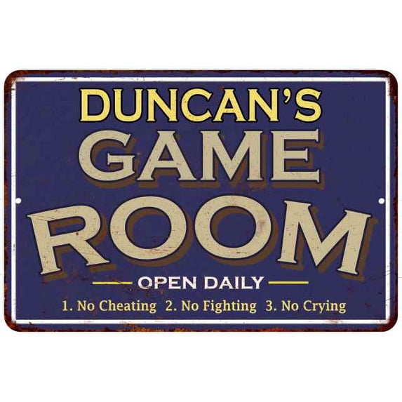 DUNCAN'S Blue Game Room Gift Sign Metal Wall Decor 12x18 112180002115