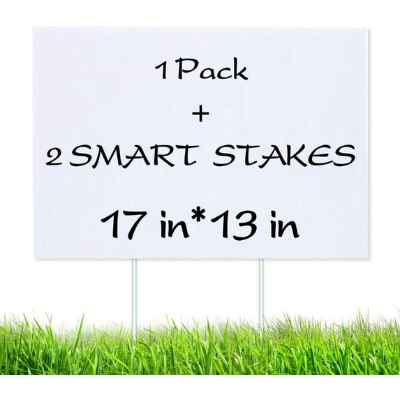DUNCHATY 1 Pack Blank Yard Signs with Stakes, 13x17 Inch Customizable Corrugated Plastic Signs for Garage Sales, Real Estate, Parties, Weatherproof, Reusable