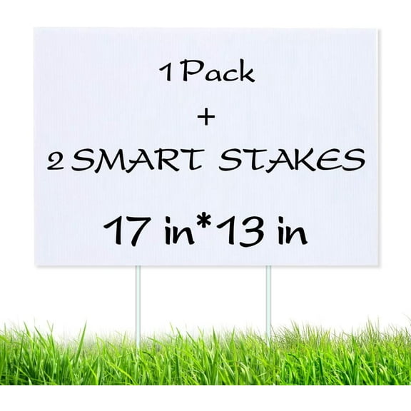 DUNCHATY 1 Pack Blank Yard Signs with Stakes, 13x17 Inch Customizable Corrugated Plastic Signs for Garage Sales, Real Estate, Parties, Weatherproof, Reusable