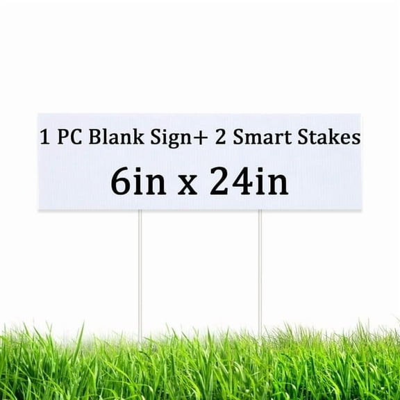 DUNCHATY 1 Pack Blank Yard Signs with Stakes, 6x24 Inch Customizable Corrugated Plastic Signs for Garage Sales, Real Estate, Parties, Weatherproof, Reusable