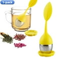thumbnail image 1 of DUNCHATY 1-Pack Premium Silicone Tea Infusers Set – Fine Mesh Strainers with Stainless Steel Filter Balls, Tea Steeper For Loose Tea, Drip Trays & Flower Designs for Loose Leaf/Herbal Tea, Yellow, 1 of 8