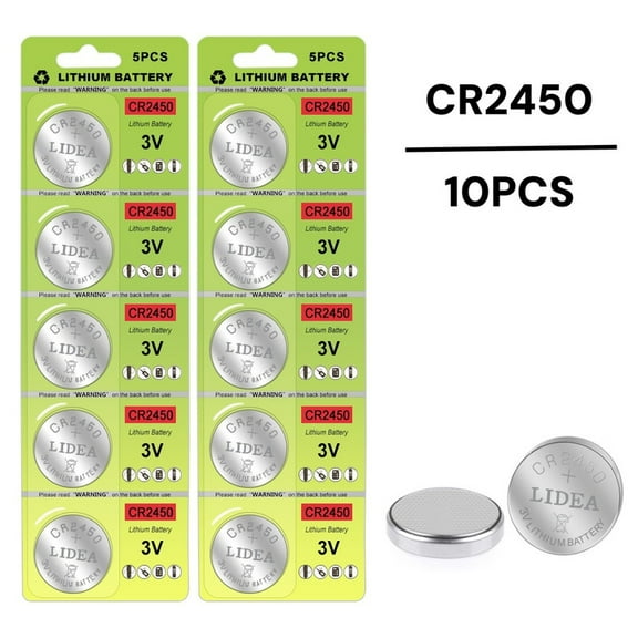 DUNCHATY 10 Pack CR2450 700mAh Lithium Coin Battery 10 Pack, Long-Lasting 3V High Power for Watches, Key Fobs, Calculators & Electronics