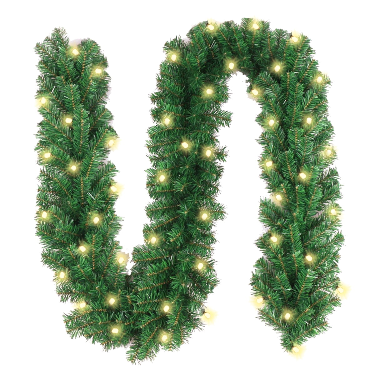 DUNCHATY 10 ft Christmas Garland with 50 Lights, PreLit Artificial Green Garland for Christmas