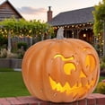 thumbnail image 1 of DUNCHATY 11" Halloween Glowing Jack O'Lantern, Indoor/Outdoor Halloween Decor for Garden, Party, Windows, Doorstep, 1 of 8