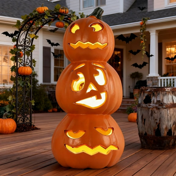 DUNCHATY 15" LED Halloween Pumpkin, Halloween Decorations, Terrifying Waterproof Decor for Indoor/Outdoor, Party, Trick-or-Treat Ambiance