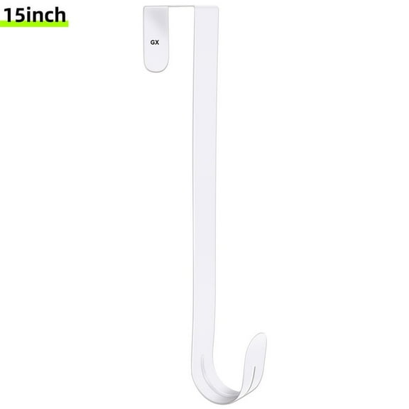 DUNCHATY 15" Wreath Hanger for Front Door, Metal Holder Wreath Door Hanger, Over The Door Hanger Hook, Larger Door Wreath Hanger Christmas Wreaths Decorations Hook, White