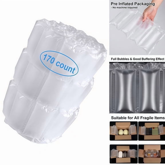 DUNCHATY 170 Pack 4x8 Inch Prefilled Air Pillows – 20gal Eco-Friendly Cushioning Void Fill for Shipping, Moving & Storage – Protective Packaging Alternative to Peanuts, Foam & Paper