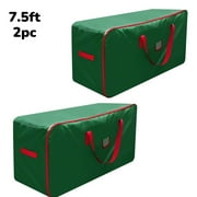 DUNCHATY 2 Pack 48" x 15" x 20" Christmas Tree Storage Bag, Fits Up to 7.5 ft Tall Artificial Tree, Heavy Duty Waterproof Green Christmas Tree Storage Container with Zipper and Handles