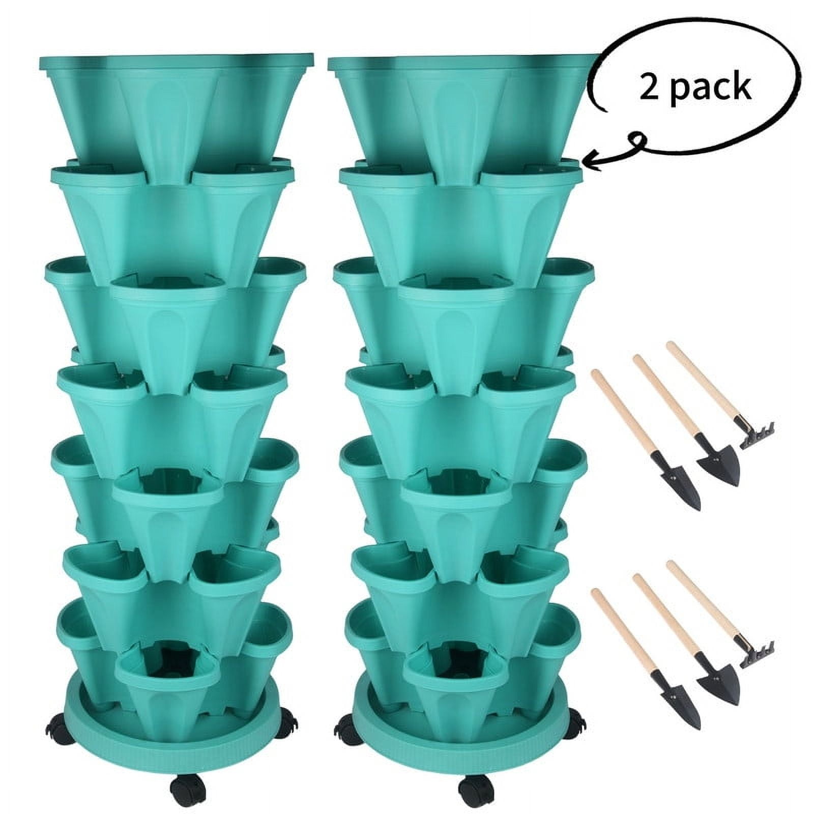 DUNCHATY 2-Pack 7-Tier Eco-Tower Planter, Strawberry Planter Stackable ...