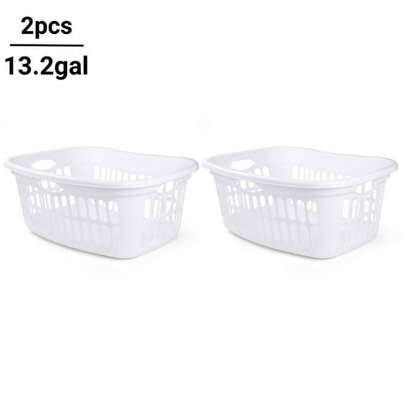 DUNCHATY 2-Pack Extra Large Laundry Hamper 13.2 Gallon - Heavy Duty Plastic Clothes Basket with Sturdy Handles, Reinforced Rim for Laundry Room, Hotel Storage, Space Saving Organization