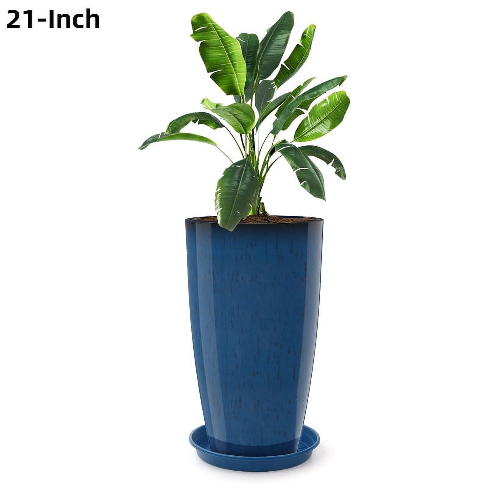 DUNCHATY 21" Extra Wide Decorative Planters – Lightweight Fiberclay Outdoor Pots for Large Plants, UV/Frost Resistant, Modern Décor for Porch, Deck & Urban Gardens(Navy Blue)