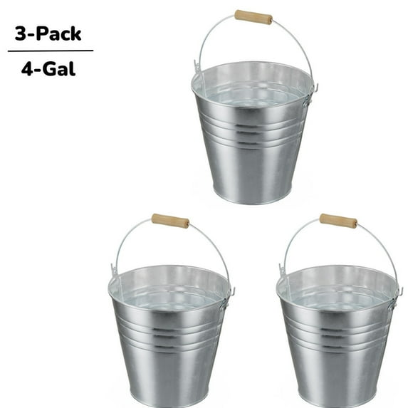 DUNCHATY 3 Pack 4-Gal Galvanized Steel Insulated Beverage Bucket - Keeps Drinks Cold, Rust-Proof for Commercial & Home Use