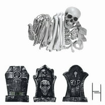 DUNCHATY 3-Pack Extra Large 17" Foam Tombstones & 35-Pack Skeleton Bones, Easy Assembly Graveyard Set - Outdoor Halloween