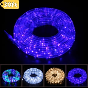 DUNCHATY 30ft Blue LED Rope Lights - Adjustable Brightness & Glitter w/Remote, Indoor-Outdoor Holiday Decorative Lighting, Pool Landscape Waterproof Outdoor Lighting - Cuttable 110V